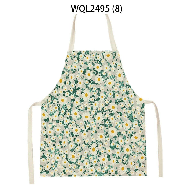 Tablier Cuisine Fleurs Lin – Tablier Motif Floral Élégant et Féminin