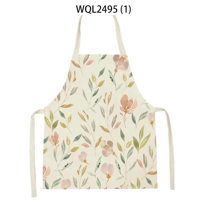 Tablier Cuisine Fleurs Lin – Tablier Motif Floral Élégant et Féminin