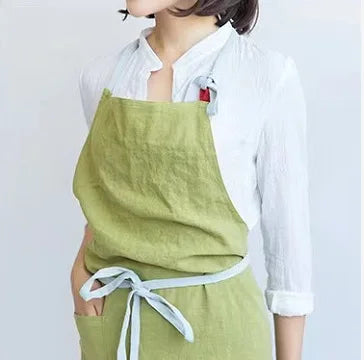 Tablier cuisine bio lin coton style japonais naturel mixte