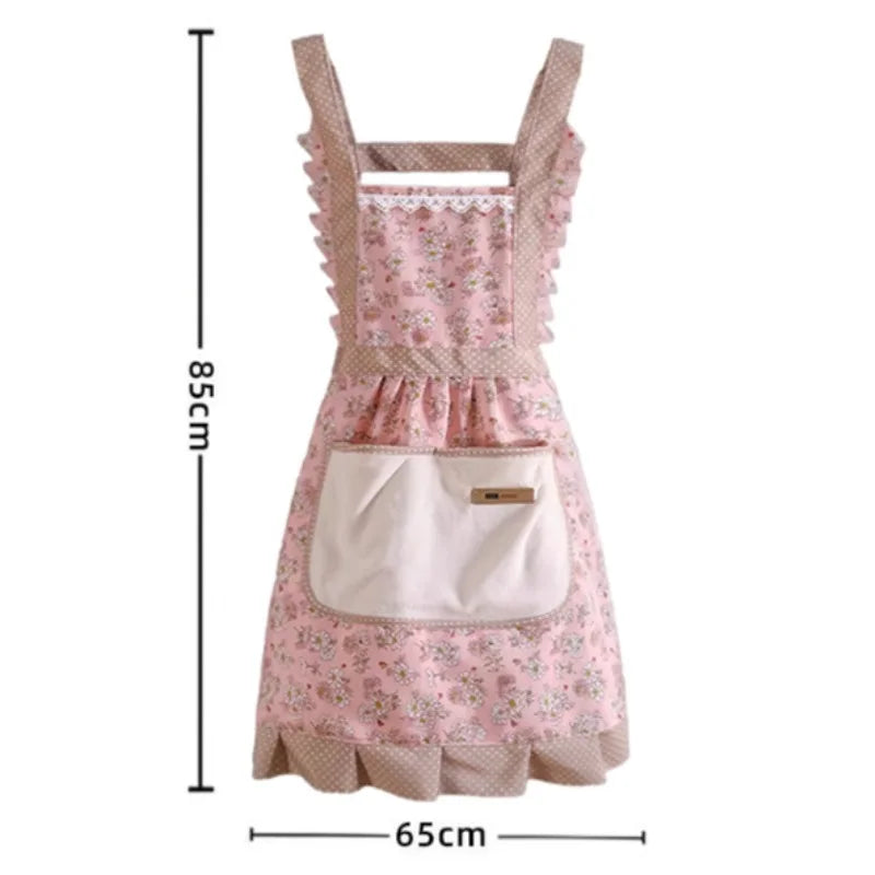 Tablier cuisine rétro volants vintage féminin élégant canvas