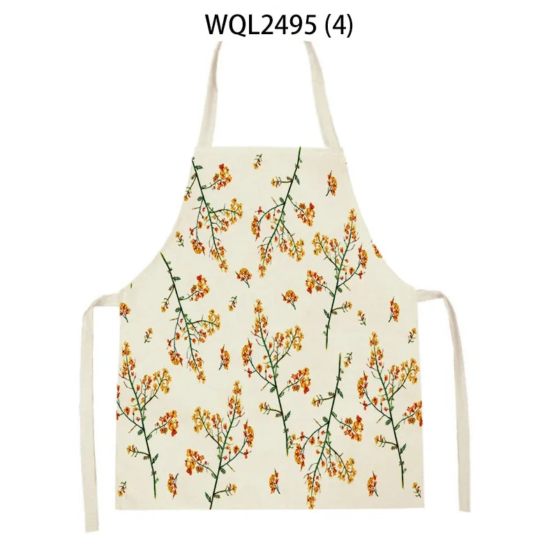 Tablier Cuisine Fleurs Lin – Tablier Motif Floral Élégant et Féminin