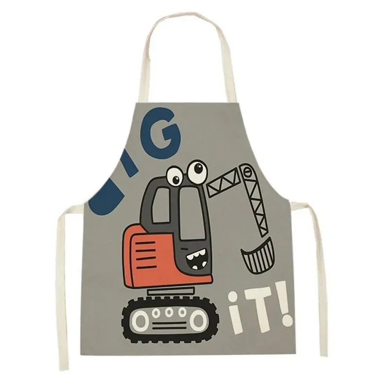 Tablier de Cuisine Enfant – Tablier Coton Lin Motifs Joyeux 2 Tailles