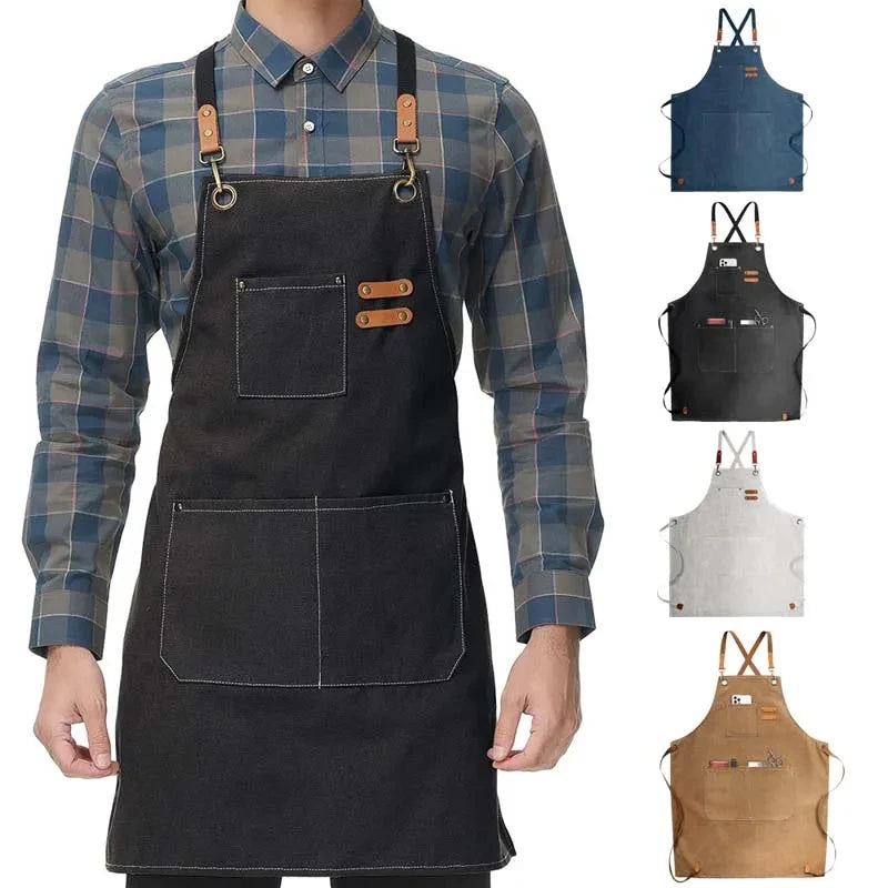 Tablier Cuisine Cadeau Homme Canvas – Tablier avec 4 Poches Résistant