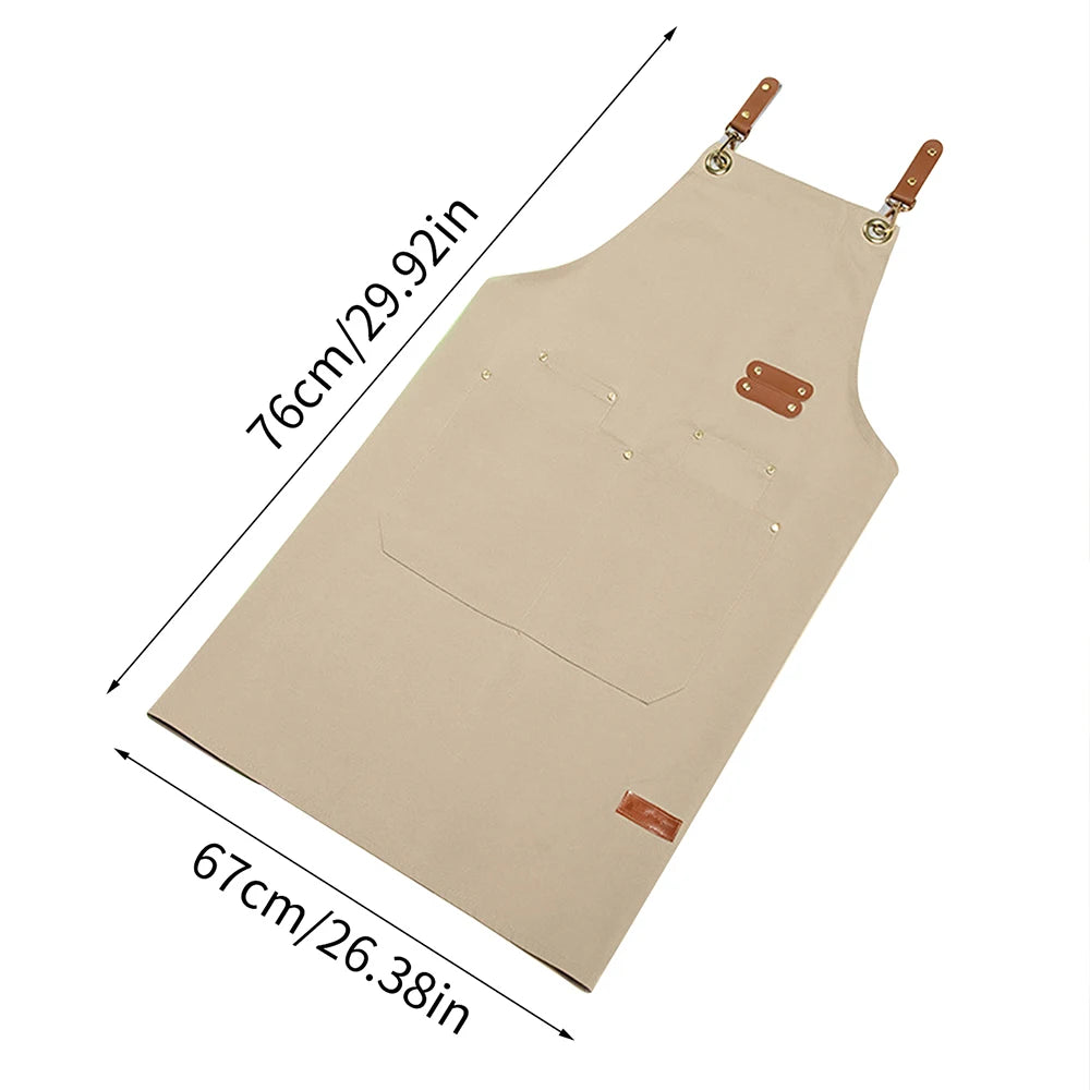 Tablier Cuisine Adulte Canvas – Tablier 4 Poches Réglable Noir Kaki
