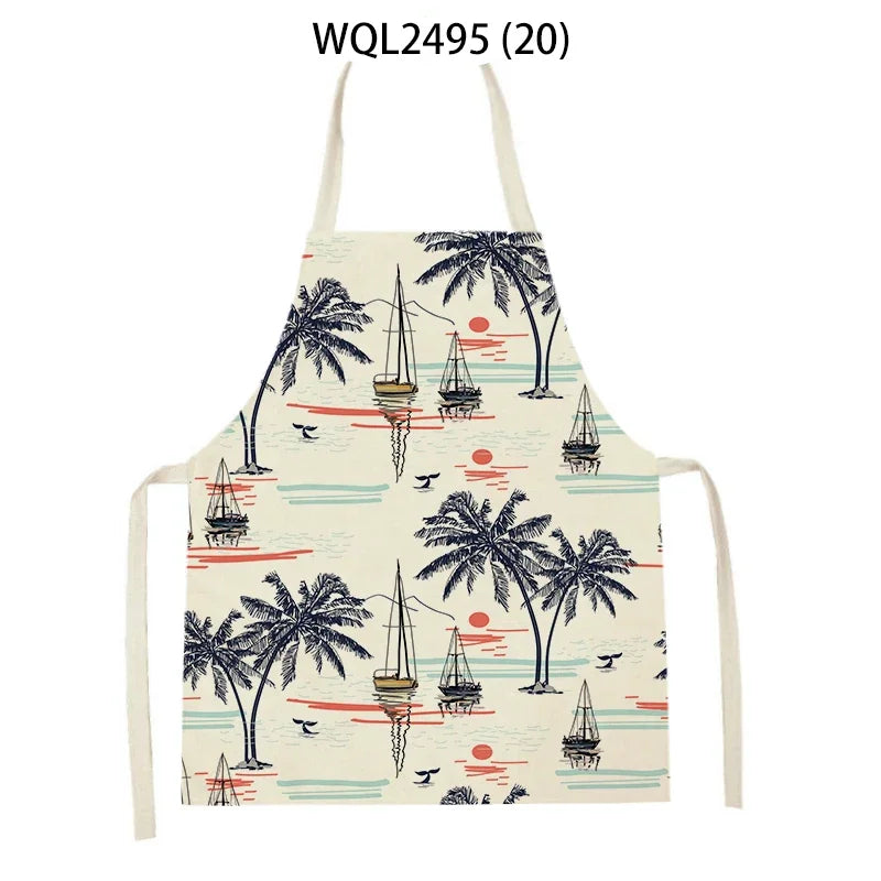 Tablier Cuisine Fleurs Lin – Tablier Motif Floral Élégant et Féminin